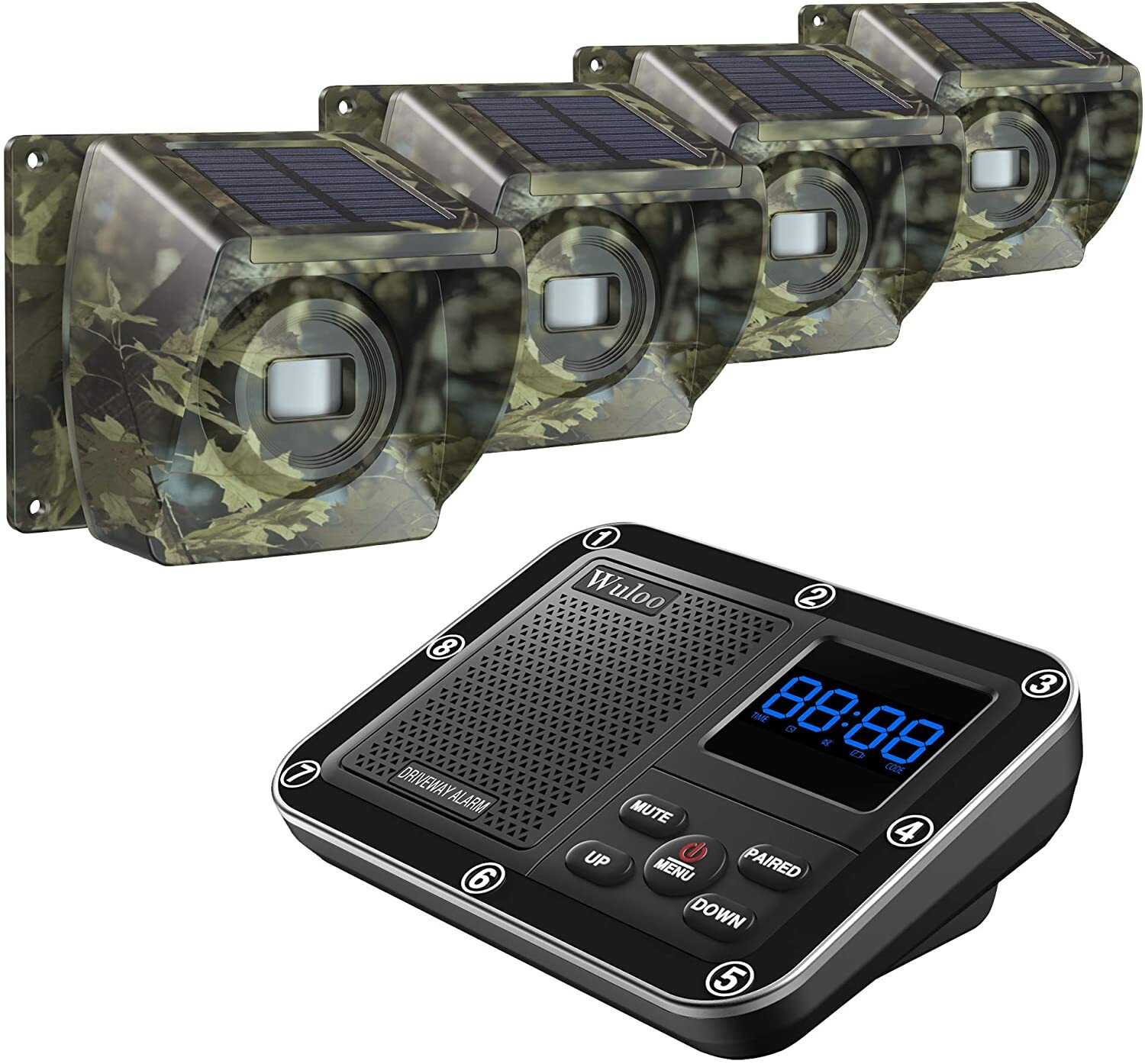 Wuloo Driveway Alarm Wireless System Solar Power Motion Sensor for Home Security