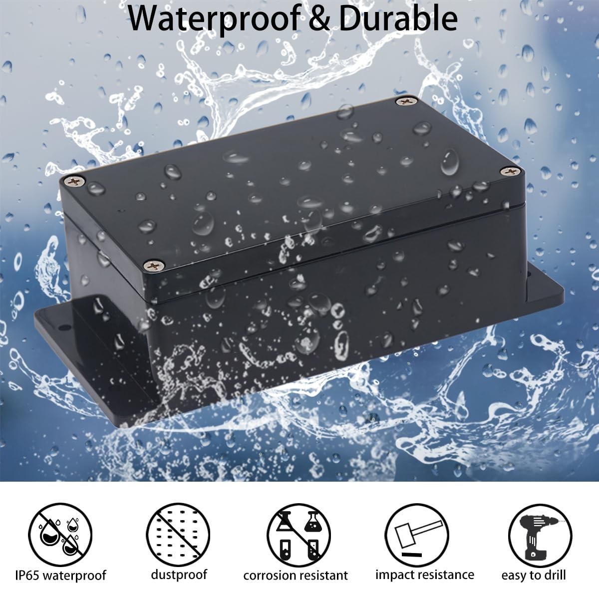 2Packs Junction Box IP65 3.94″x2.68″x1.97″(2Pcs), Fixed Ear Design