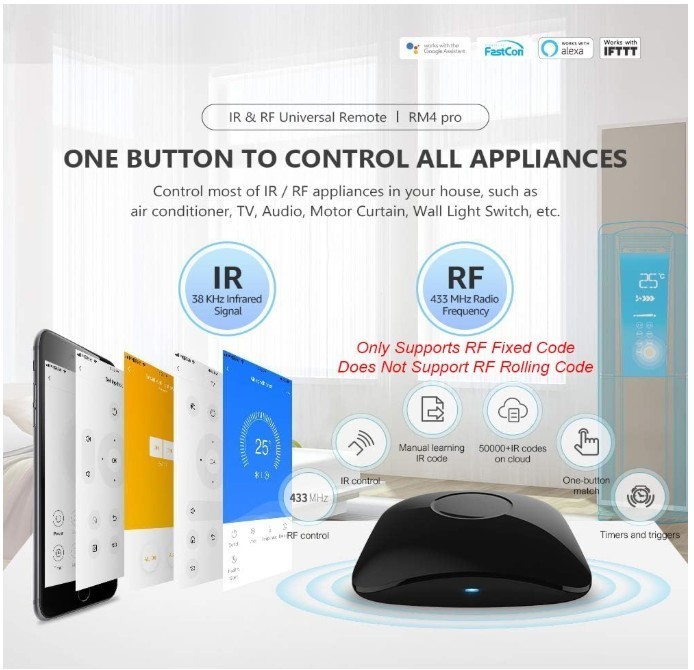 BroadLink RM4 Pro IR/RF Universal Remote Smart Hub WiFi