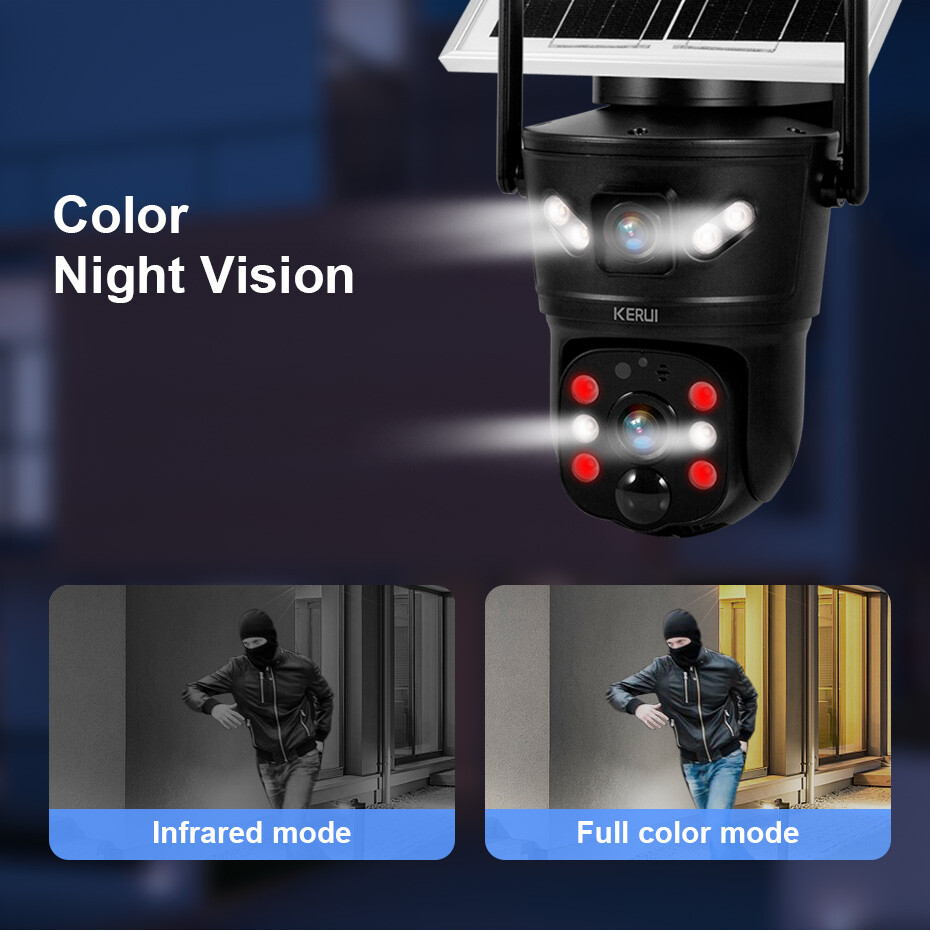 3PCS 6MP Solar Camera WIFI Solar Panel Dual Lens Camera Home Security CCTV Video