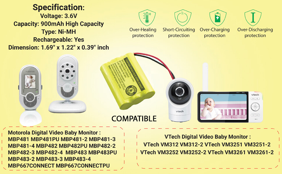 Battery Rechargeable For VTech Video Baby Infant Monitor BT207695 VM31 Motorola