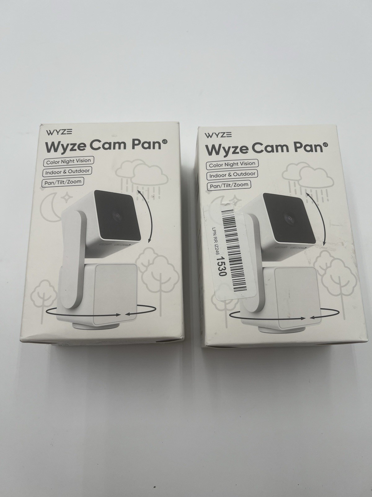 Lot Of Two Wyze Cam Pan v3 Indoor/Outdoor IP65 1080P 360° Pan/Tilt/Zoom Wi-Fi