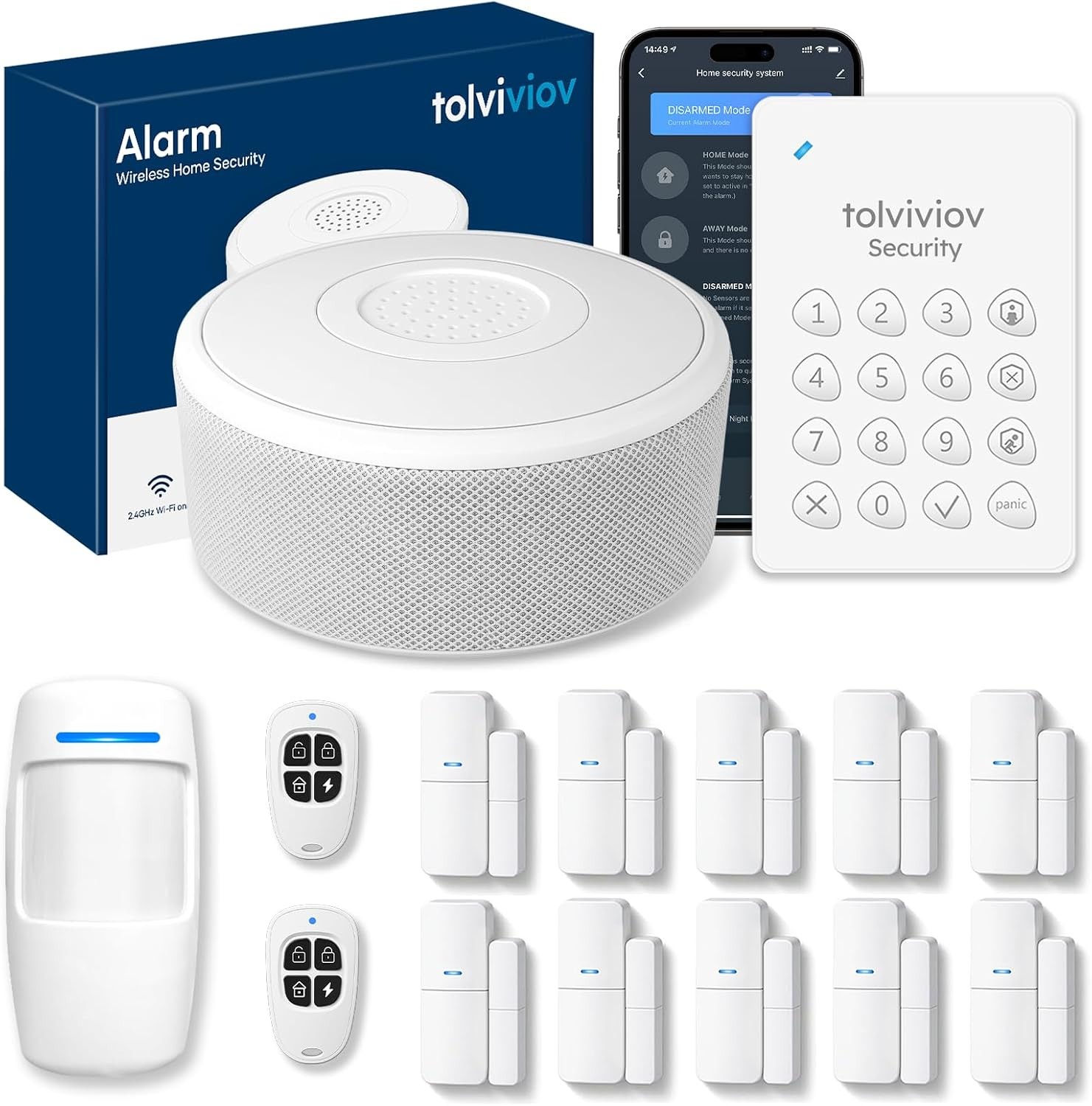 Home Security Starter Kit WiFi 15pc Tolviviov Door Sensors