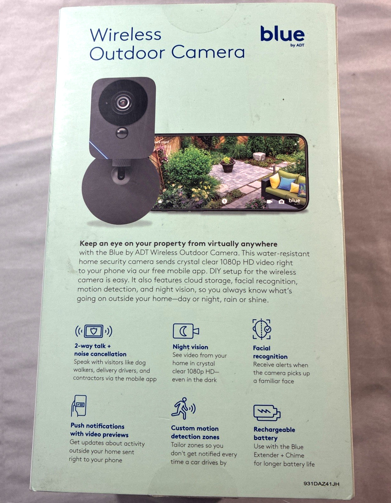Blue By ADT Outdoor Camera, Model# SCE2R0-29-GR Graphite Open Box