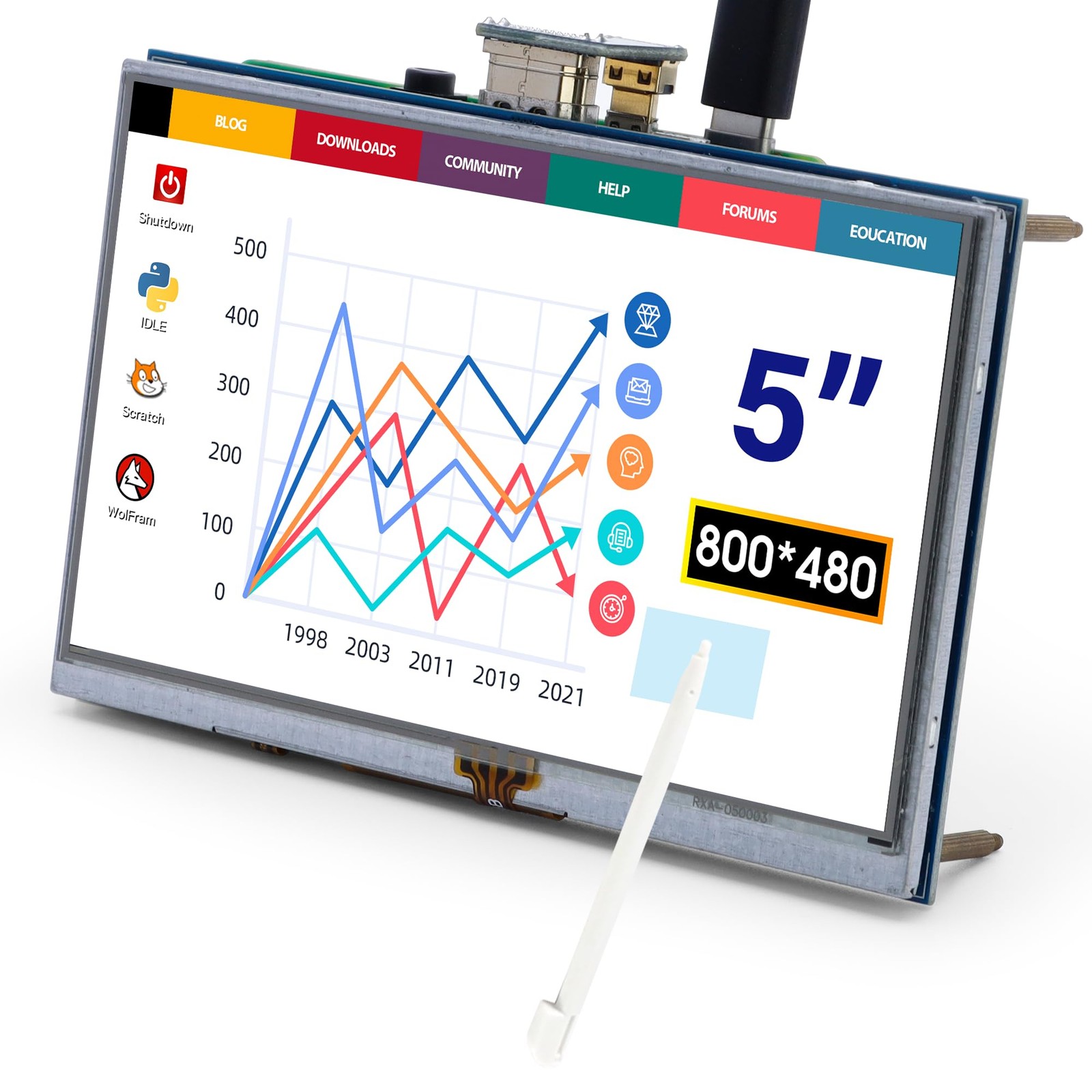 ELECROW 5-Inch Resistive Touch Screen TFT LCD Display, 800×480 HD