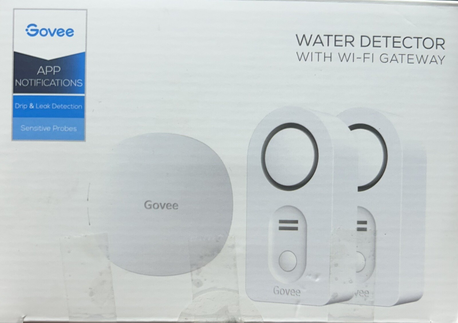 Govee Water Leak Detector 2 Pack w/ WiFi Gateway 100dB Alarm and App. New In Box