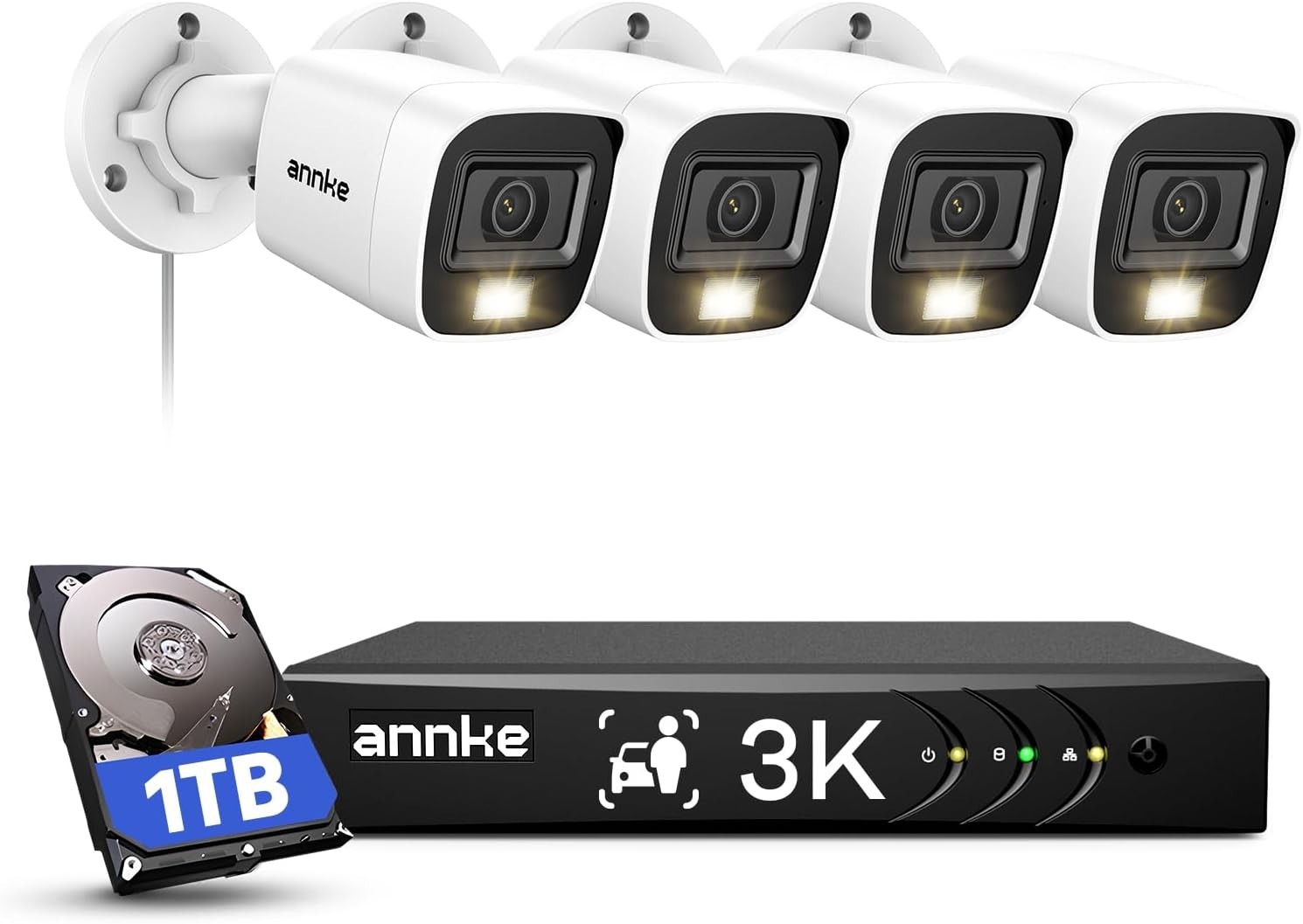 ANNKE 8CH 3K Security Camera System, 8 Channel Surveillance DVR, 4x 5MP 2960*166