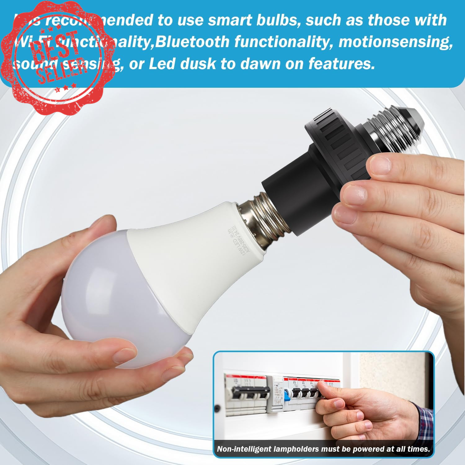 2 Pack Lamp Socket USB Power Adapter for Wyze Cam V3 V4 Pan E26 5V 2A Black