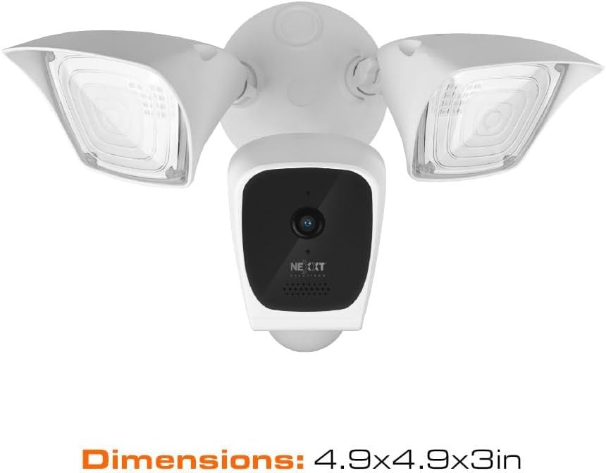 NEXXT Smart Wi-Fi Floodlight Camera – Outdoor Security, 2500 Lumens, 2K 150°…