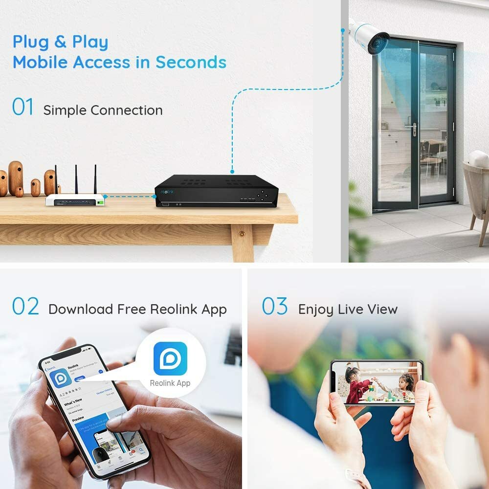 Reolink 5MP POE Security Camera System 8CH NVR Smart Detection Night Vision