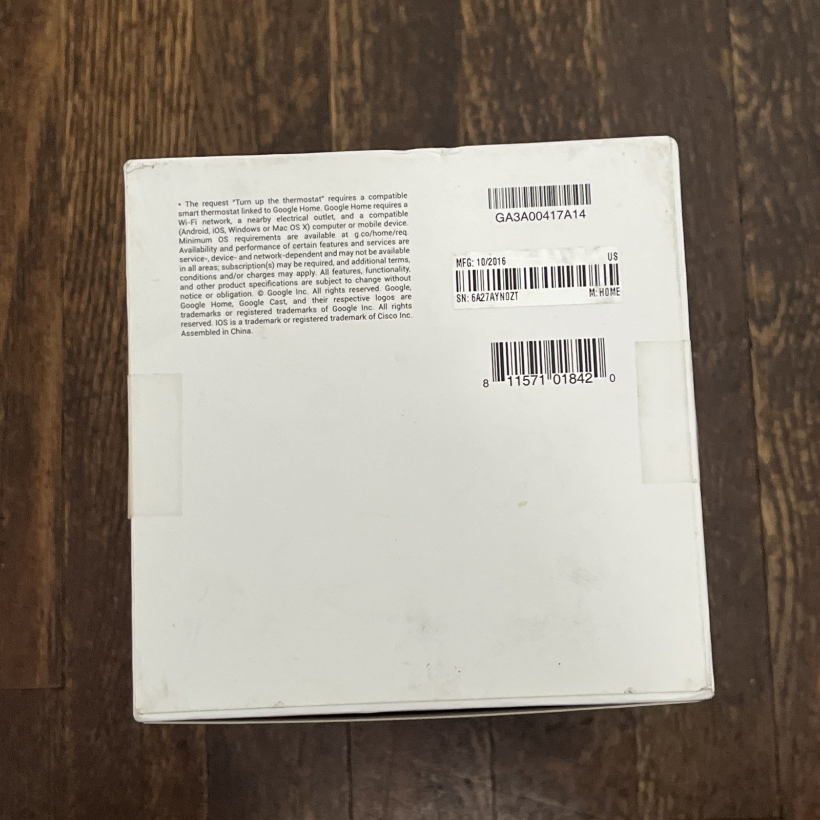 Google Home Smart Speaker – Built In Assistant GA3A00417A14 White New Sealed