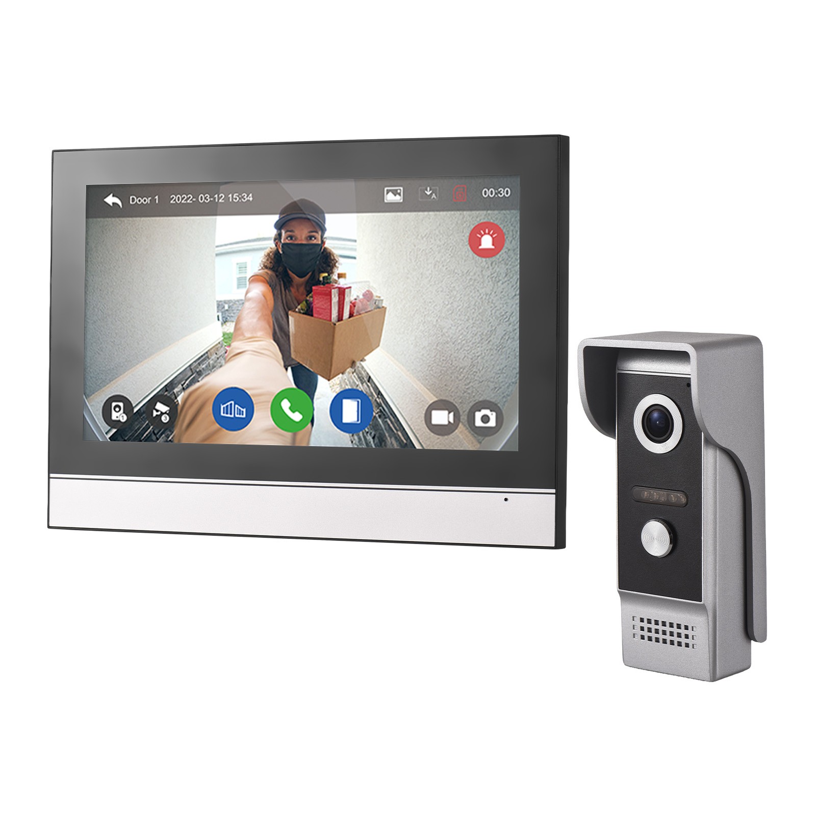 1080P Wireless Video Doorbell Camera With Monitor TY APP WiFi 7 Inch Touch TGRW