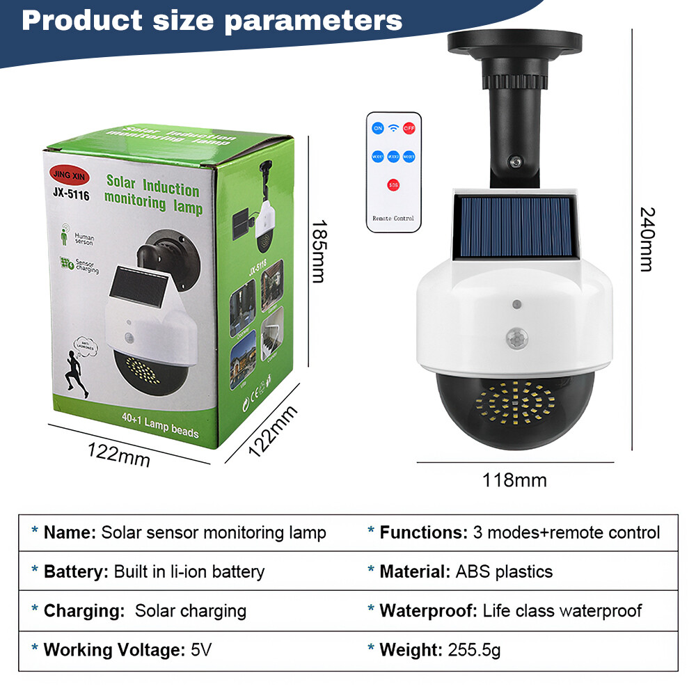 Dummy Camera Fake Security CCTV LED Solar Motion Sensor Light Outdoor Wall Lamp