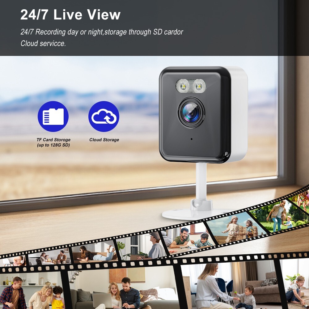 4Pcs Security WiFi Camera 3MP Home Monitor Indoor 2-way Audio Color Surveillance