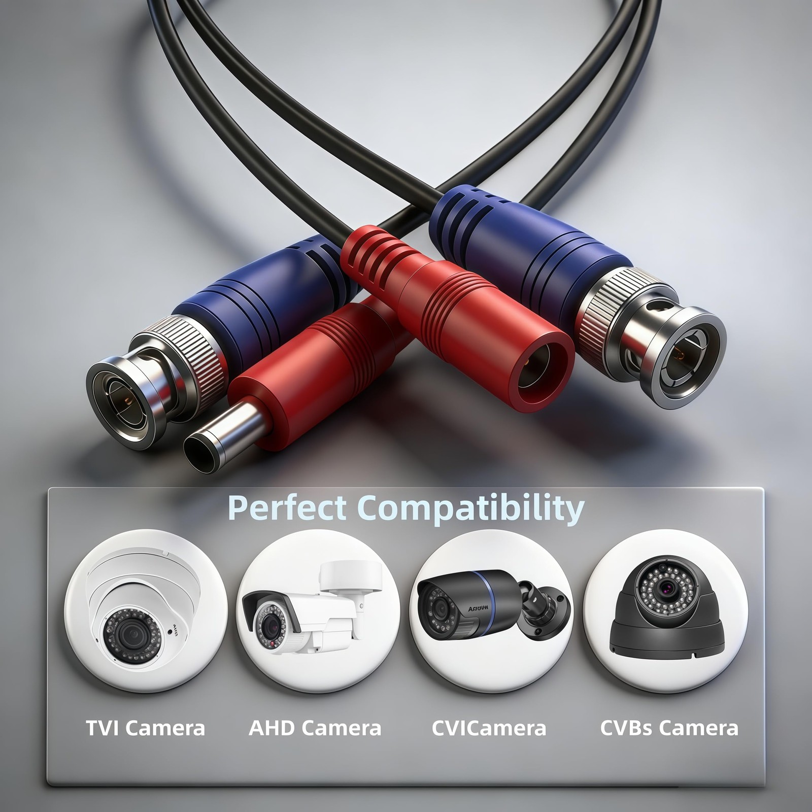 4 Pack 33ft (10M) BNC Video Cable Wire, 4mm Thickened Security Camera Extensi…