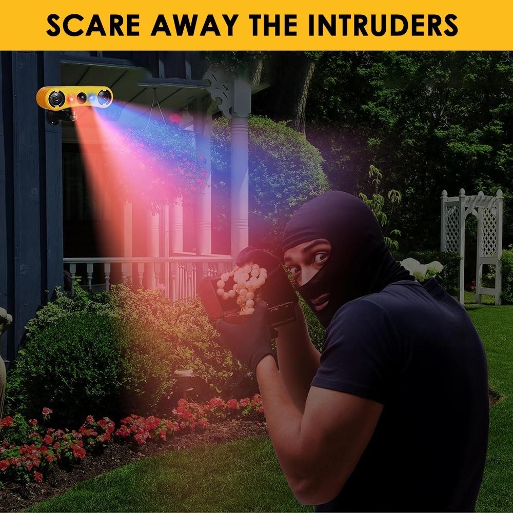 Solar Outdoor Motion Sensor Alarm 2*130db Ultrasonic Siren with 4 Modes Flashing