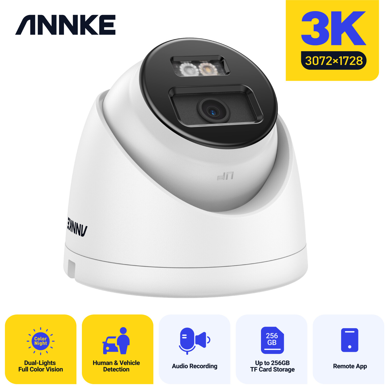 ANNKE 5MP POE Security Camera Audio Recording Outdoor Color Night AI Detection