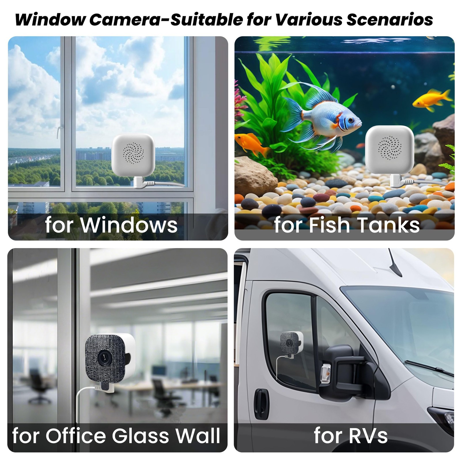 vebiliki 【2 Pack】 Window Cameras with 32GB SD Cards, 2K 3MP 2 Packs, White