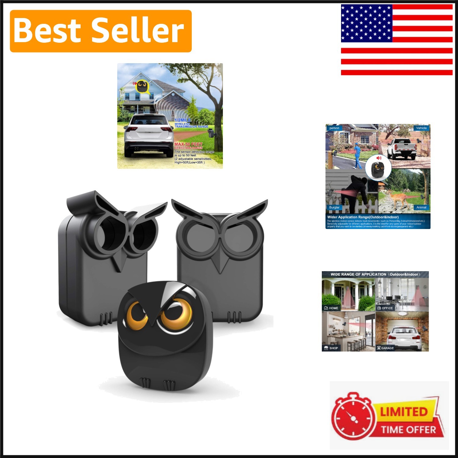 Expanded Coverage Driveway Motion Detector: 1/2 Mile Range – Easy Installation
