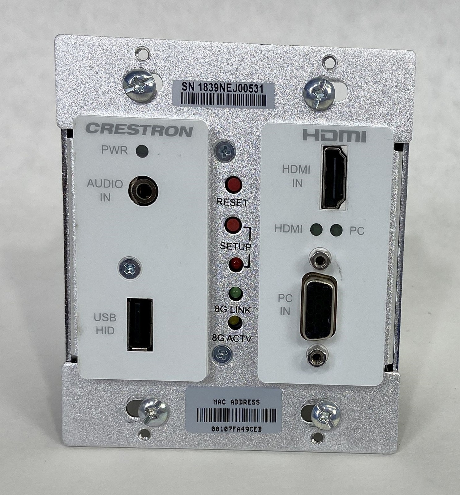 Crestron DM-TX-200-C-2G-W-T HDMI Wall Mount Plate Digital Media 8G+ Transmitter