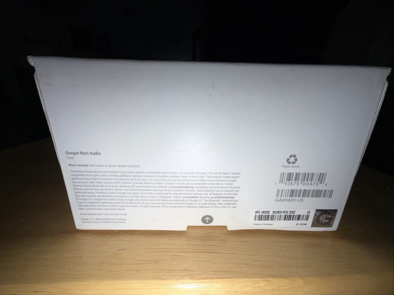 Google Nest Audio Smart Stereo Speaker Voice Assistant Chalk Light Gray