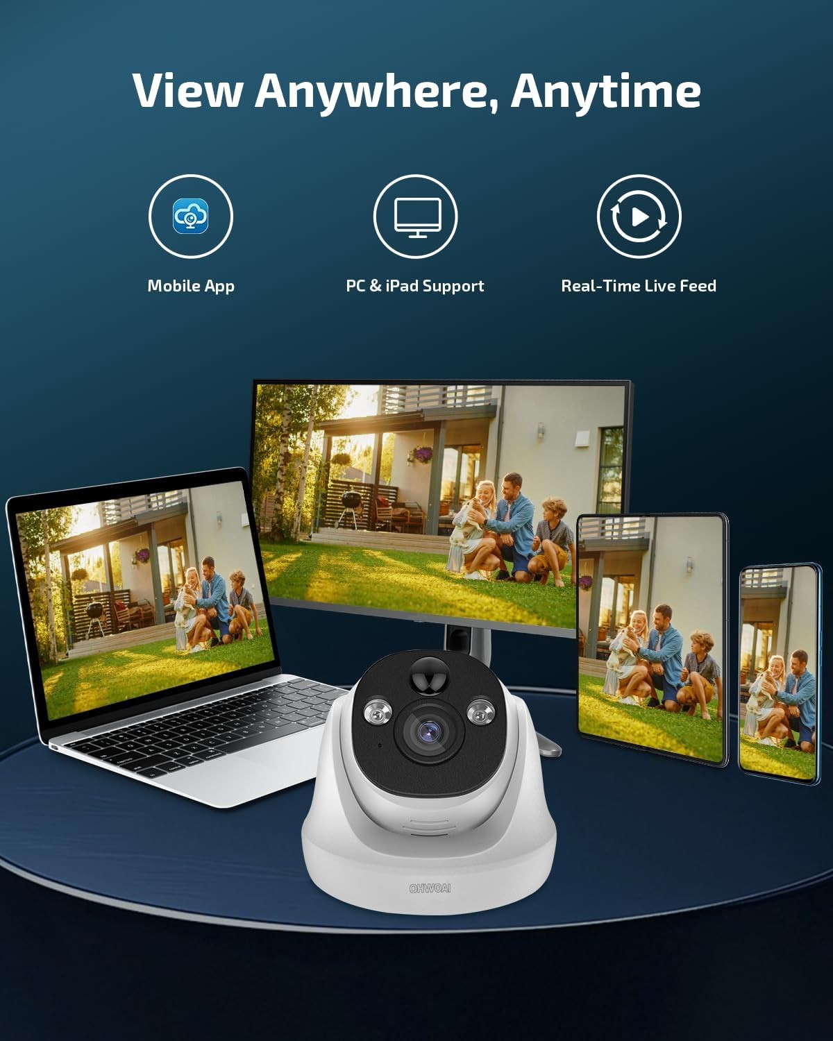 OHWOAI Wired Outdoor Video Surveillance System 4K Ultra HD, 130° Wide Angle, POE