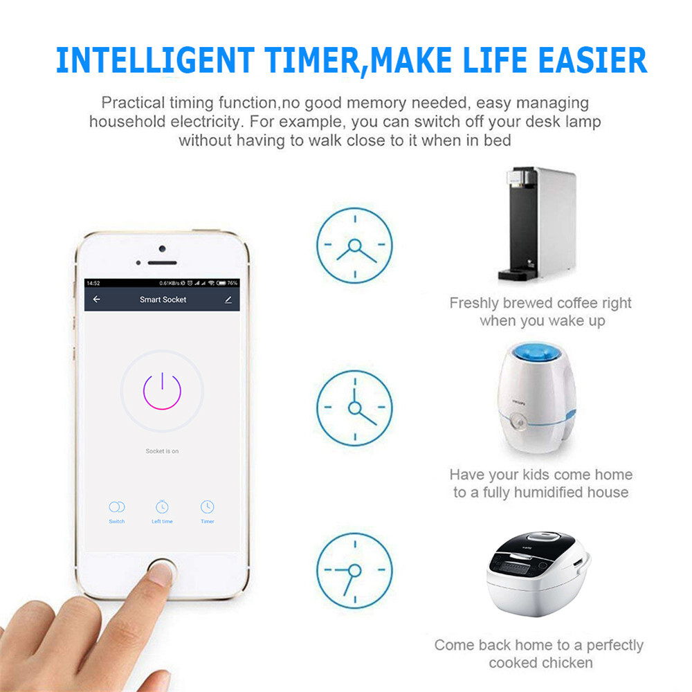 Smart Life WiFi Plug for Google Home Amazon Alexa 16A Wireless Power Socket