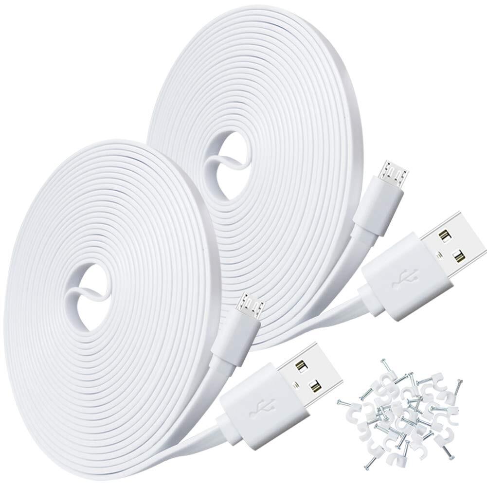 2 Pack 10FT USB Power Extension Cable for Wyze Cam Pan & YI Home Camera