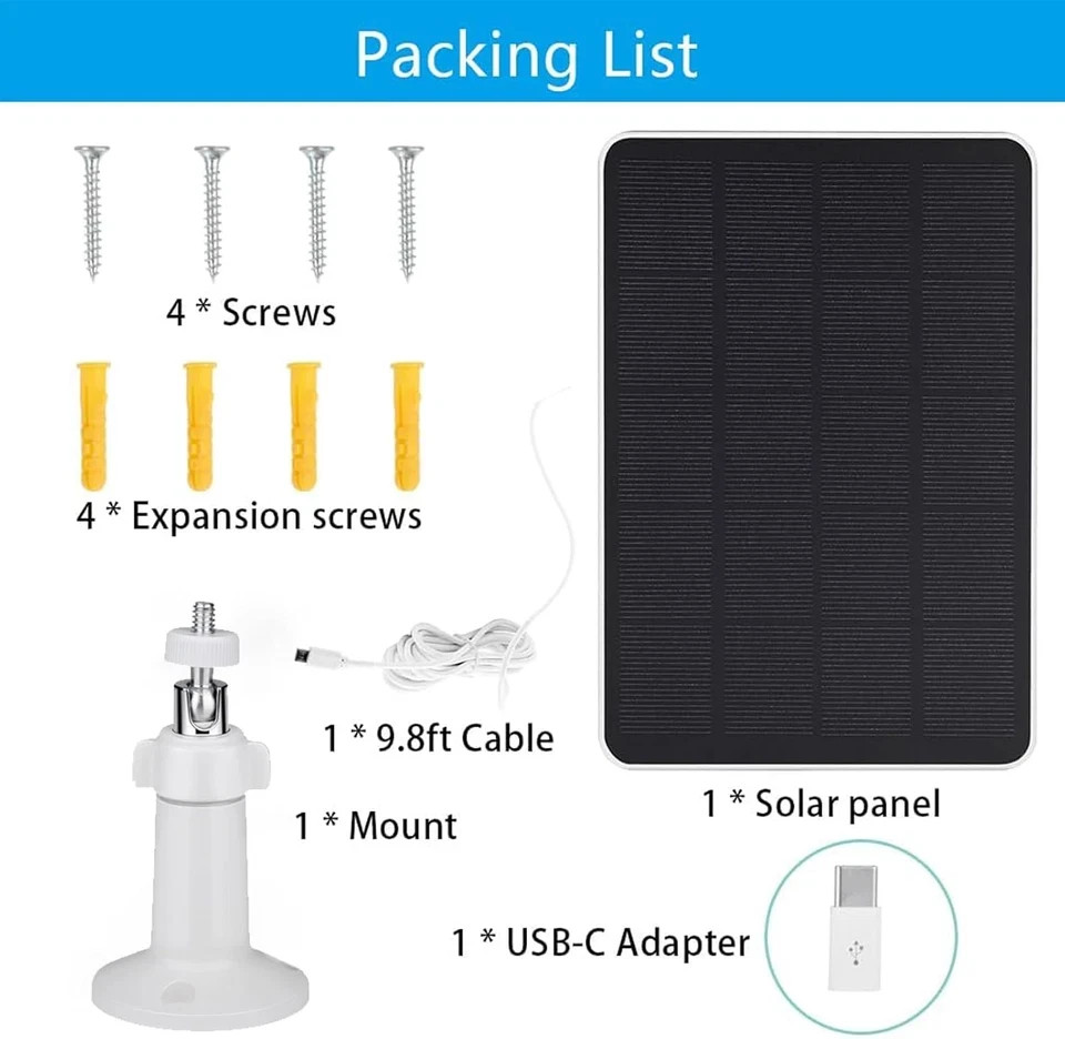 4 Pack Solar Panel Only Compatible with WYZE Battery Cam Pro Wireless Outdoor In