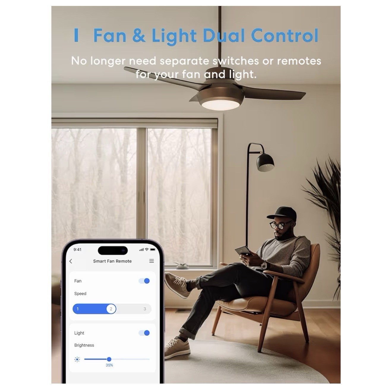 Meross Smart Wi-Fi Fan Control & Dimmer Switch MFC100, 2 Pack (Open Box, New)