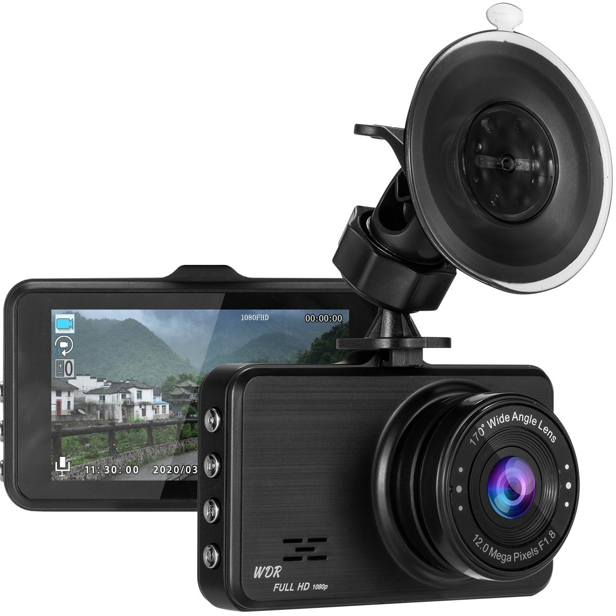 Premium Full-HD Dash Camera for Cars, Wide Angle, WDR, G-Sensor, Parking Monitor