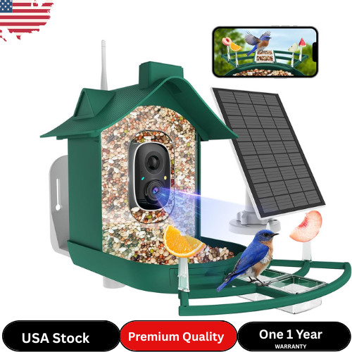 Cellular Smart Birdfeeder Cam, Built-in 4G LTE Sim Card, Solar Powered