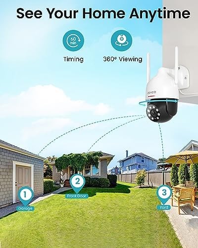 DEKCO 2K Outdoor WiFi Security Camera, Plug-in Pan-Tilt Dome | App viewing, m…