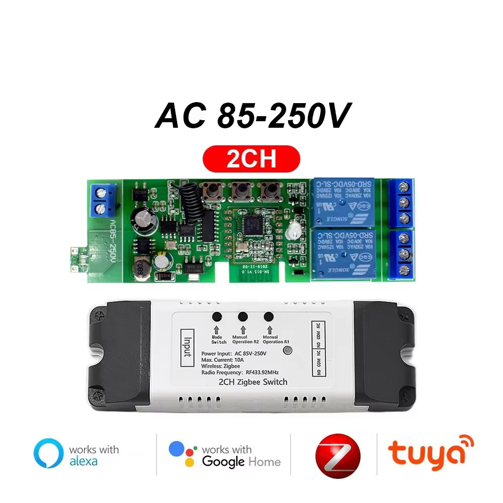 Tuya Zigbee Smart Switch Remote Control 1/2/4Ch Zigbee Relay Module 12V 24V 220V
