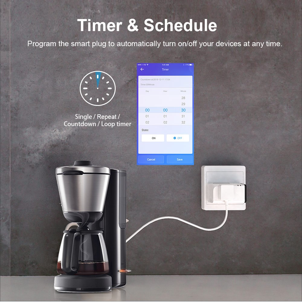 2pcs SONOFF S31 Lite Wifi Plug, Smart Plug,15A Smart Socket Outlet Timer Switch