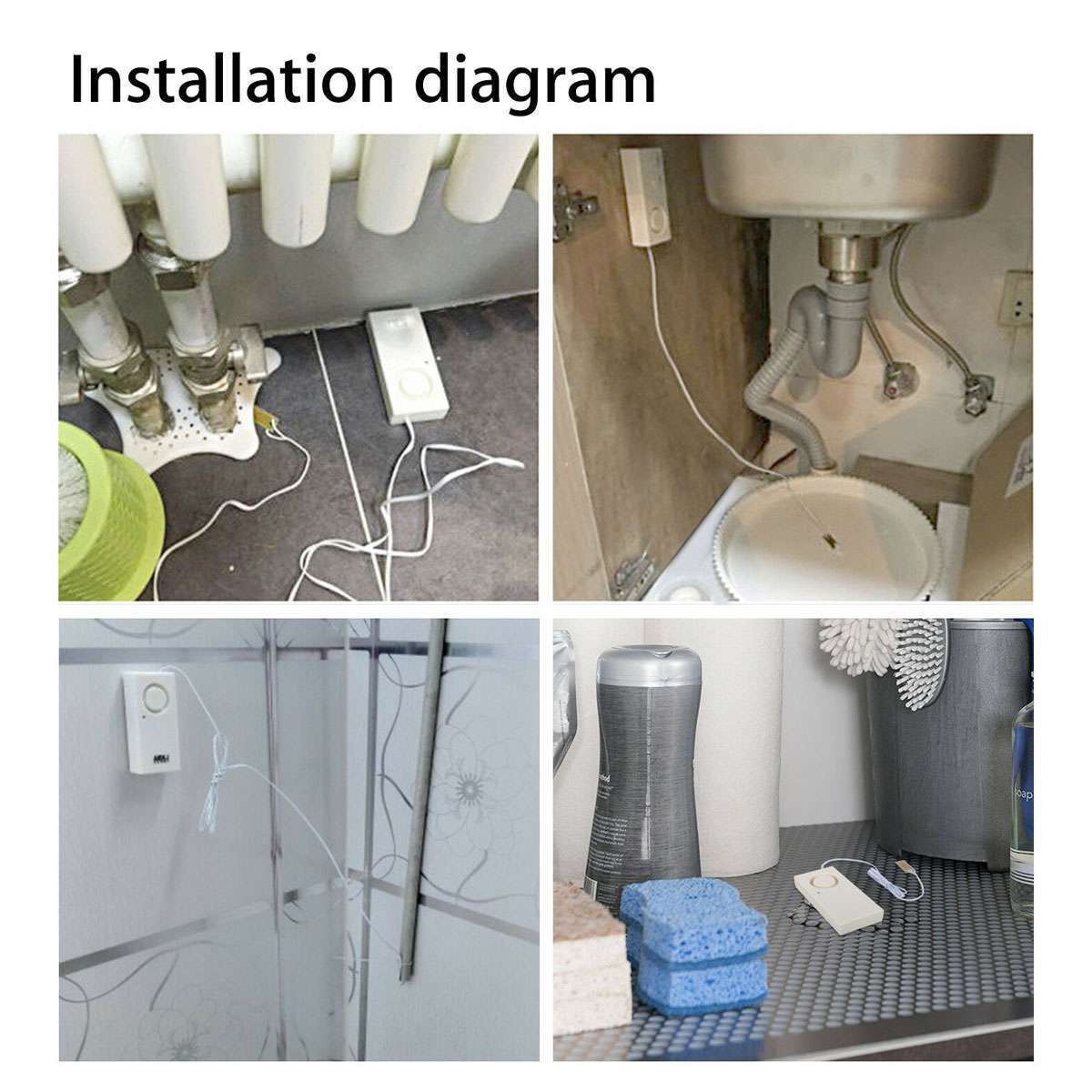 Automatic WaterLeak Detector 90/120dB WaterSensor Alarm Flood Alert for Basement