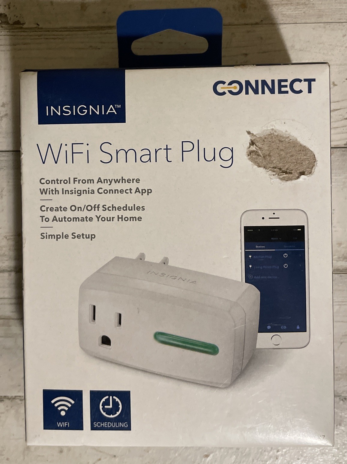 Insignia Connect NS-SP1X7 Wi-Fi Smart Plug – White – New In Box