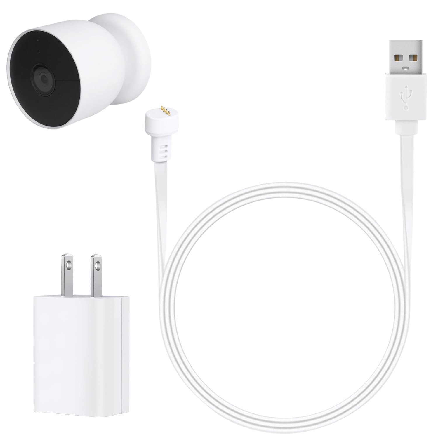 Power Adapter for Google Nest Cam Outdoor or Indoor, Battery – 10ft/3m Flat W…