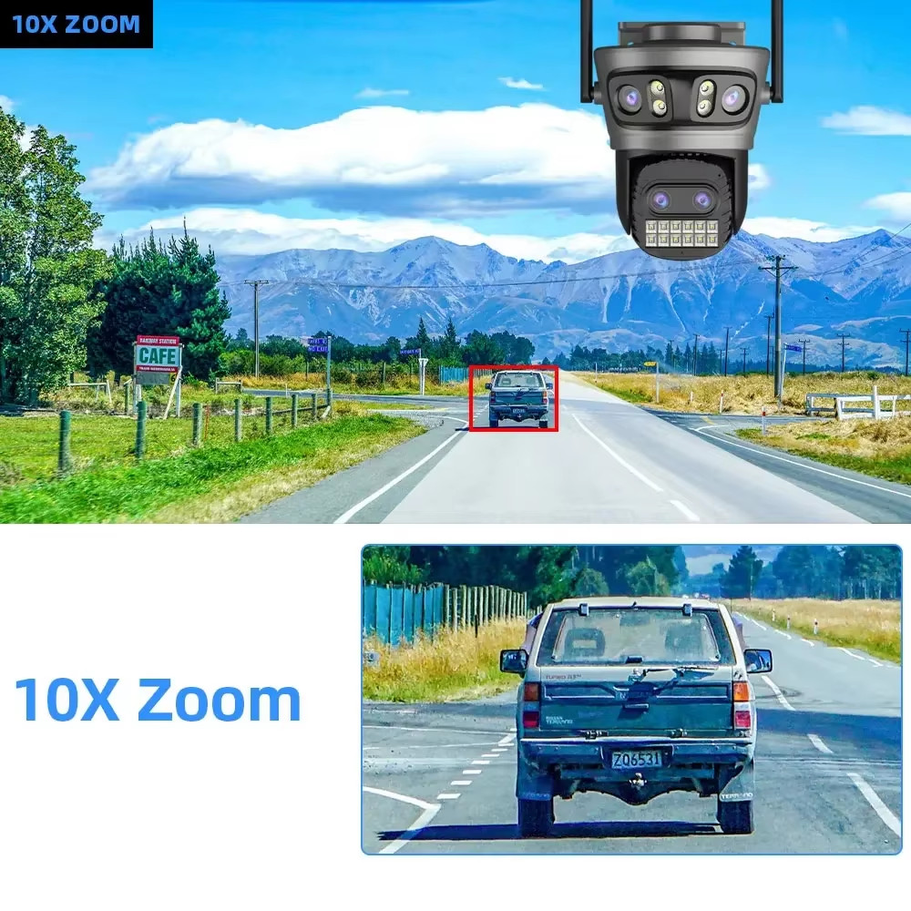 8K 16MP 10X Digital Zoom Four Lens Three Screen WIFI Camera Outdoor Night Vision