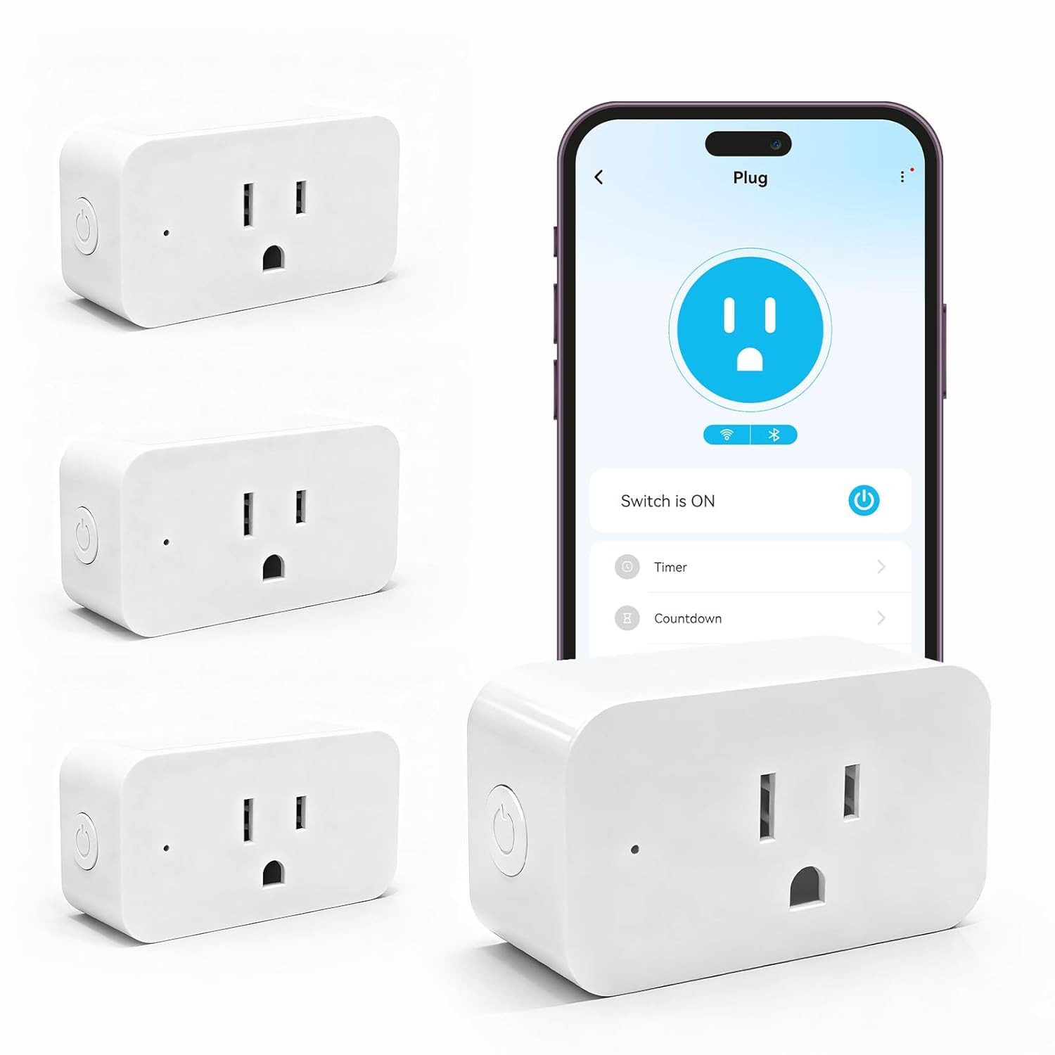 Smart Plug Max 15A/1800W, Compatible with Alexa and Google Home, No Hub Required