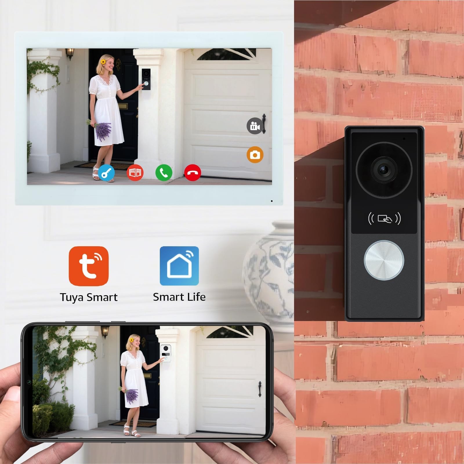 Smart Video doorbell intercom System videophone for Home with 10.1 inch Big T…