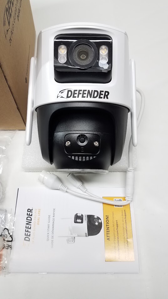 Defender AI Powered Guard Pro 3K Plus PTZ Dual Lens Security Camera 64GB