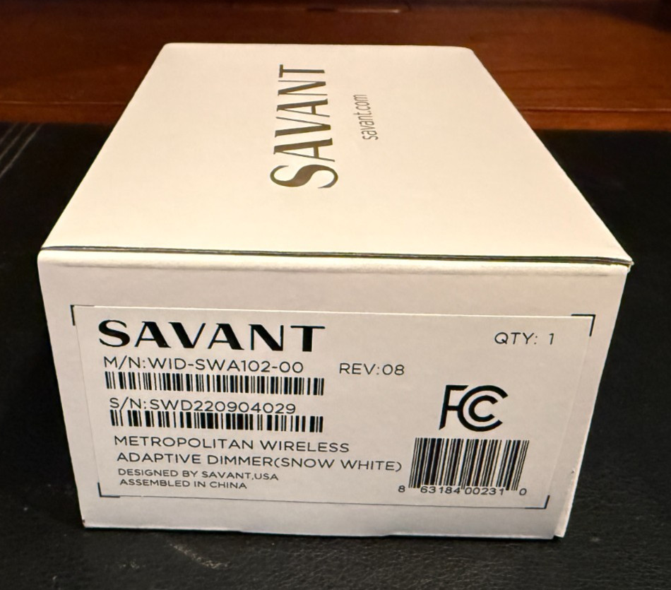 Savant Metropolitan Wireless Adaptive Dimmer 2 Button WID-SWA102-00 Snow White