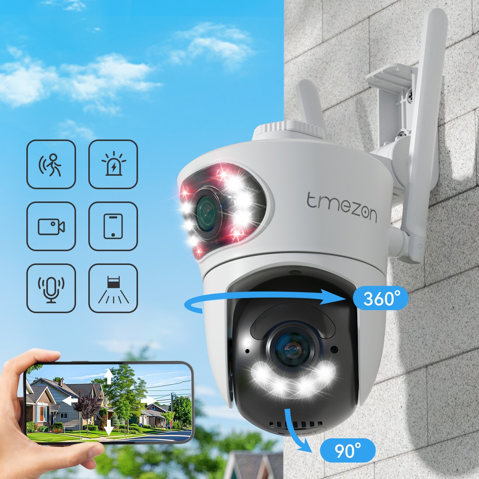 4Pack Security Camera Dual Lens Wireless WiFi PTZ Home Security Auto Tracking