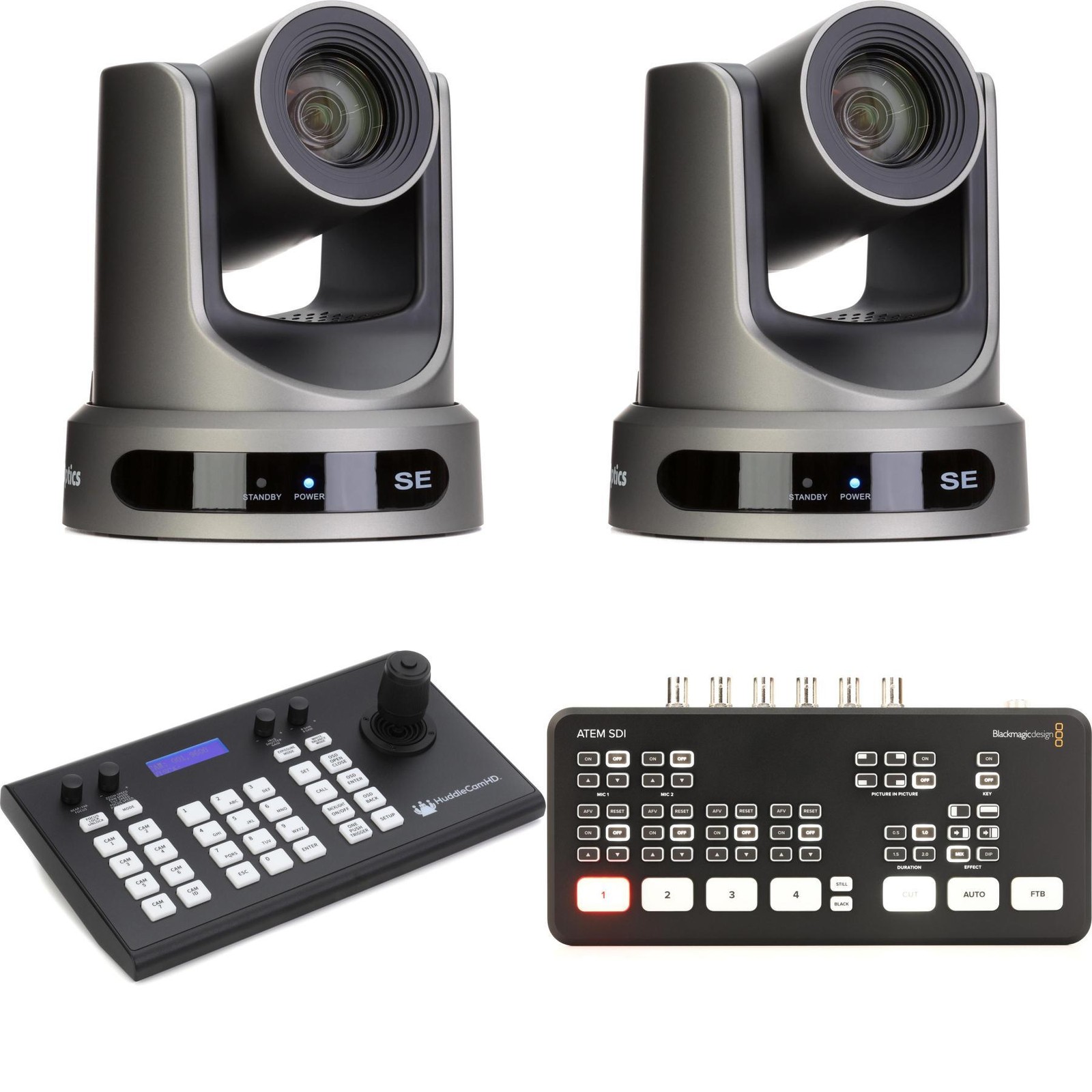 PTZOptics Move SE 20X Optical Zoom PTZ Camera Pair with Joystick Controller and