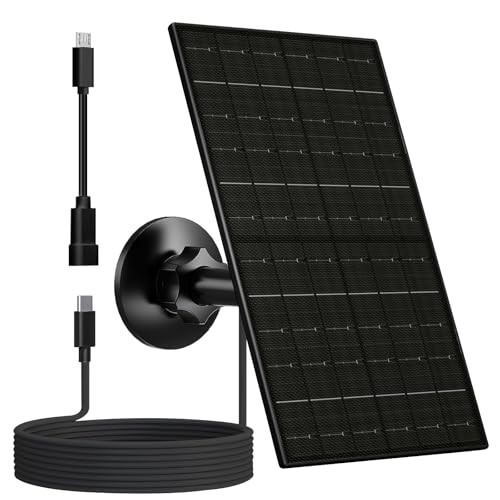 Solar Panel for Security Camera, 7W Solar Charger with Micro USB & 1 6W-Black
