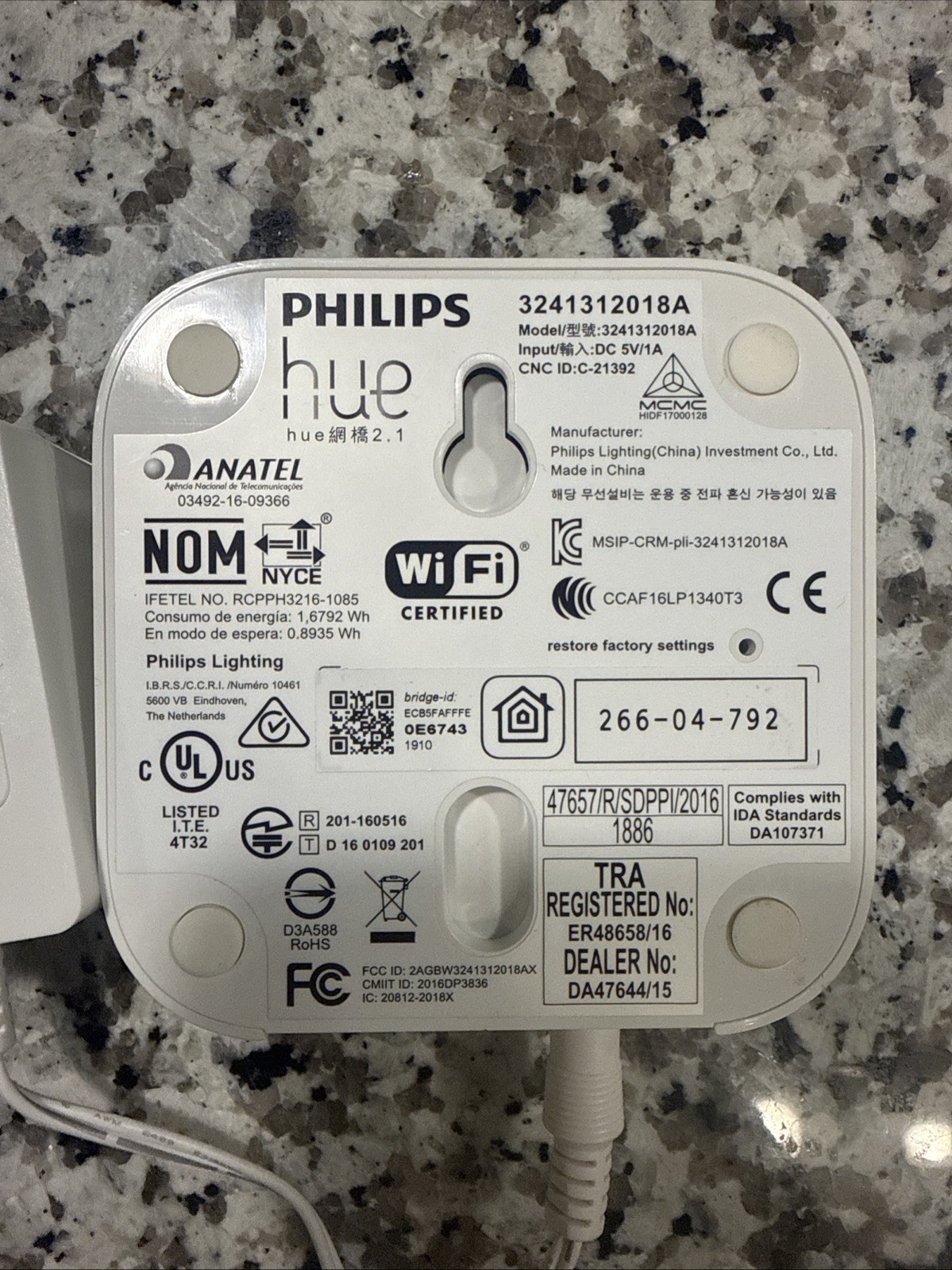 Philips 3241312018A HUE Bridge 2.1 5V Bluetooth Wi-Fi Lighting Controller Hub