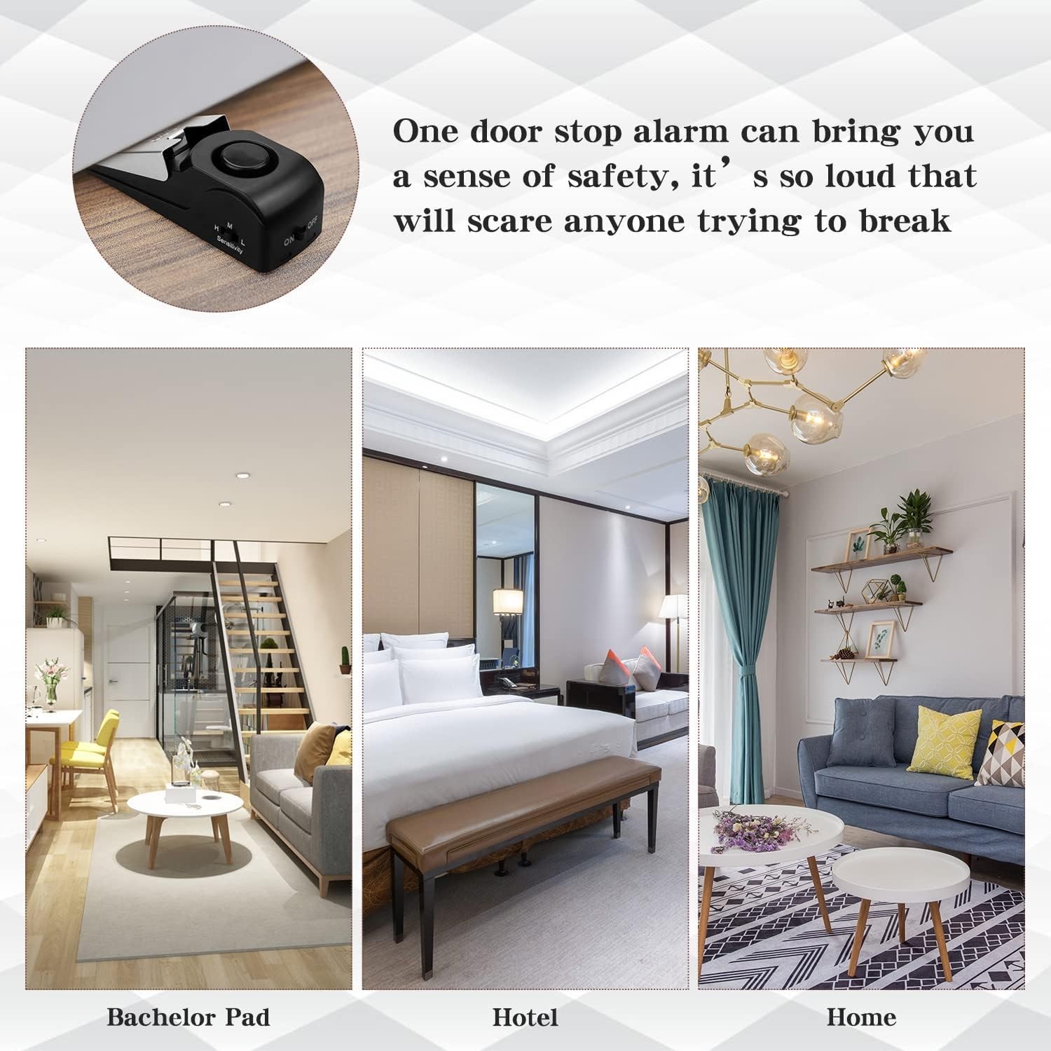 2 Pack Security Door Stop Alarm 120DB Hotel Home Portable Security Safety Tools
