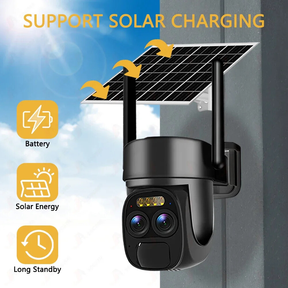 4K 8MP WIFI Solar Panel Camera Outdoor Audio Color Night Vision Security Camera