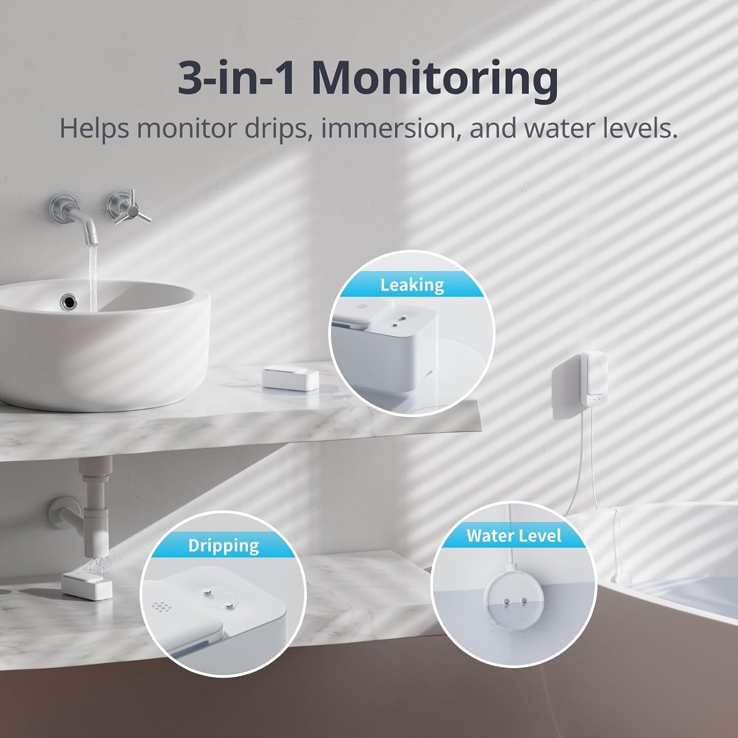 WiFi Water Leak Detector, Smart Water Sensor with 100dB Adjustable Alarm&App …